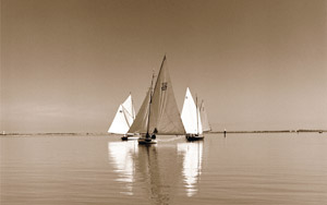 Island Yacht Photography in Sepia